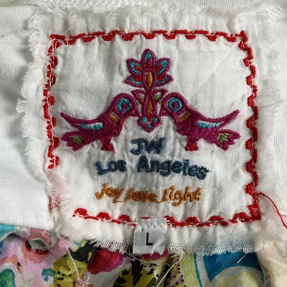 Johnny Was JW Los Angeles Floral Patchwork Tunic Top Sz L Colorful Artsy Boho - Picture 3 of 10